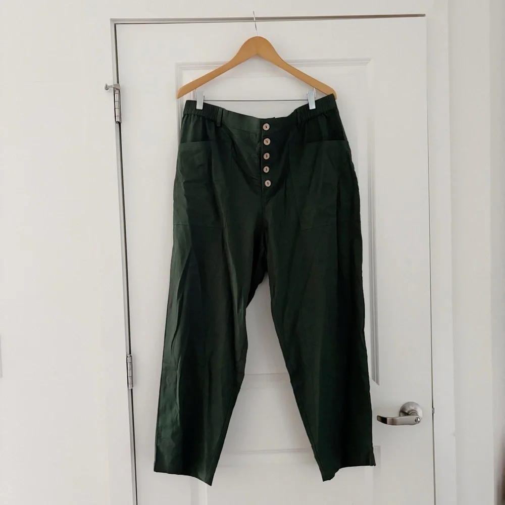 NWT Lintico Simple Button Fly Pants Heidi Linen Lagenlook - Picture 5 of 10